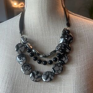 Elegant Black and Gray Beaded Necklace